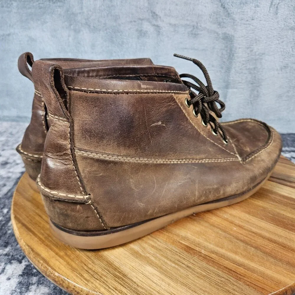 LL Bean Signature Jackman Ranger Moc Toe Chukka Boots Mens 10 D Brown Leather